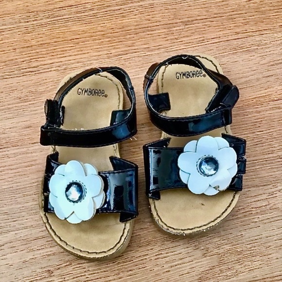 Gymboree black sandals with bejeweled flower. - Picture 8 of 15